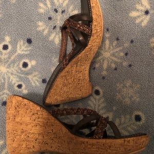 DAMANI CORK SANDALS , made in Italy, slip ons size 7, wedge cork